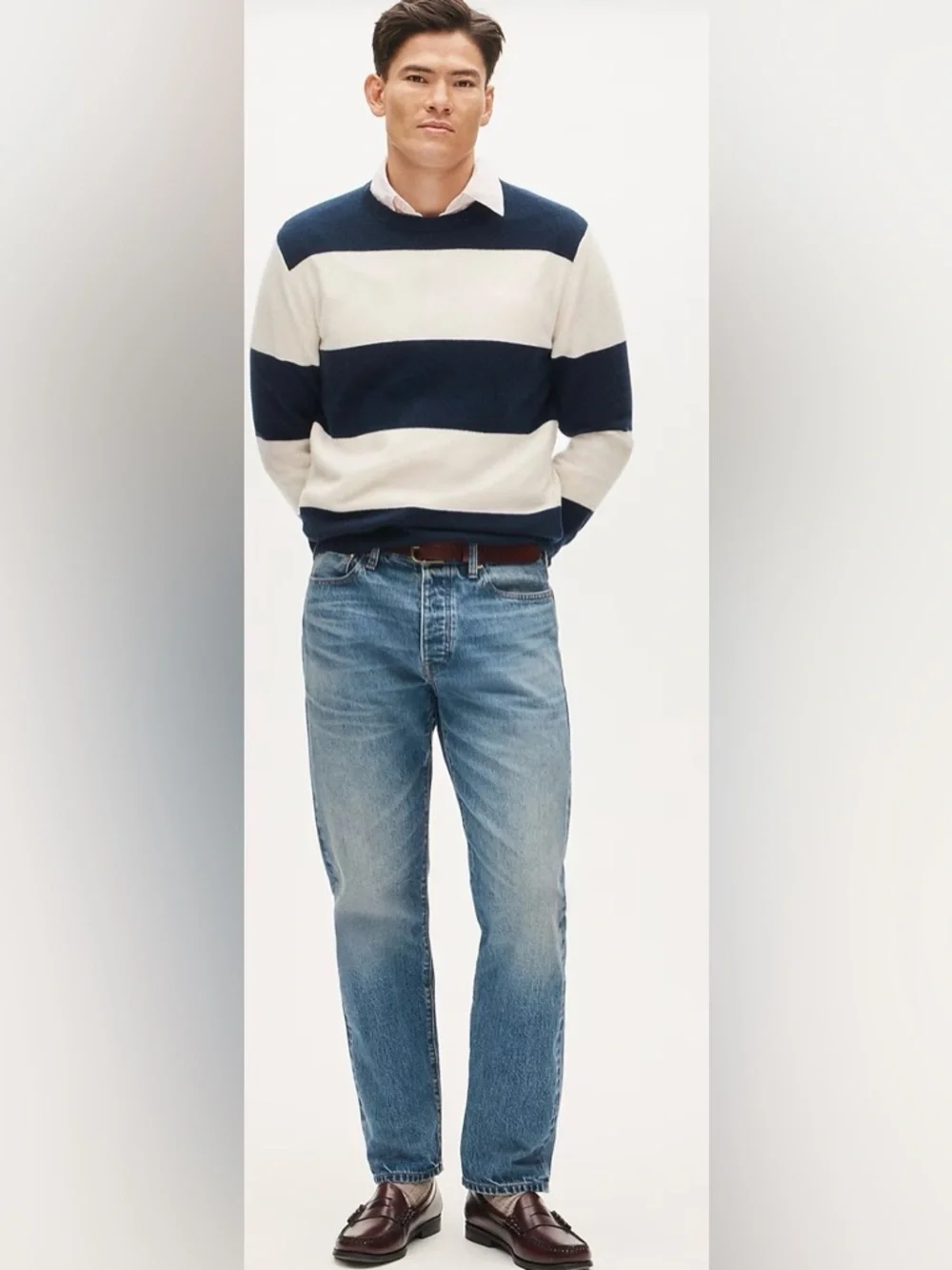 J.Crew Cashmere Crewneck Sweater in Rugby Stripe